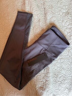 Mono B NWT Lace Mesh Panel High Rise Leggings Gray Activewear